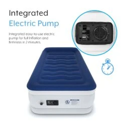 Single Comfort Plus Air Bed – Navy/White -Camping Promotion Store k1e65e241f1b320f3665287f518eda73d