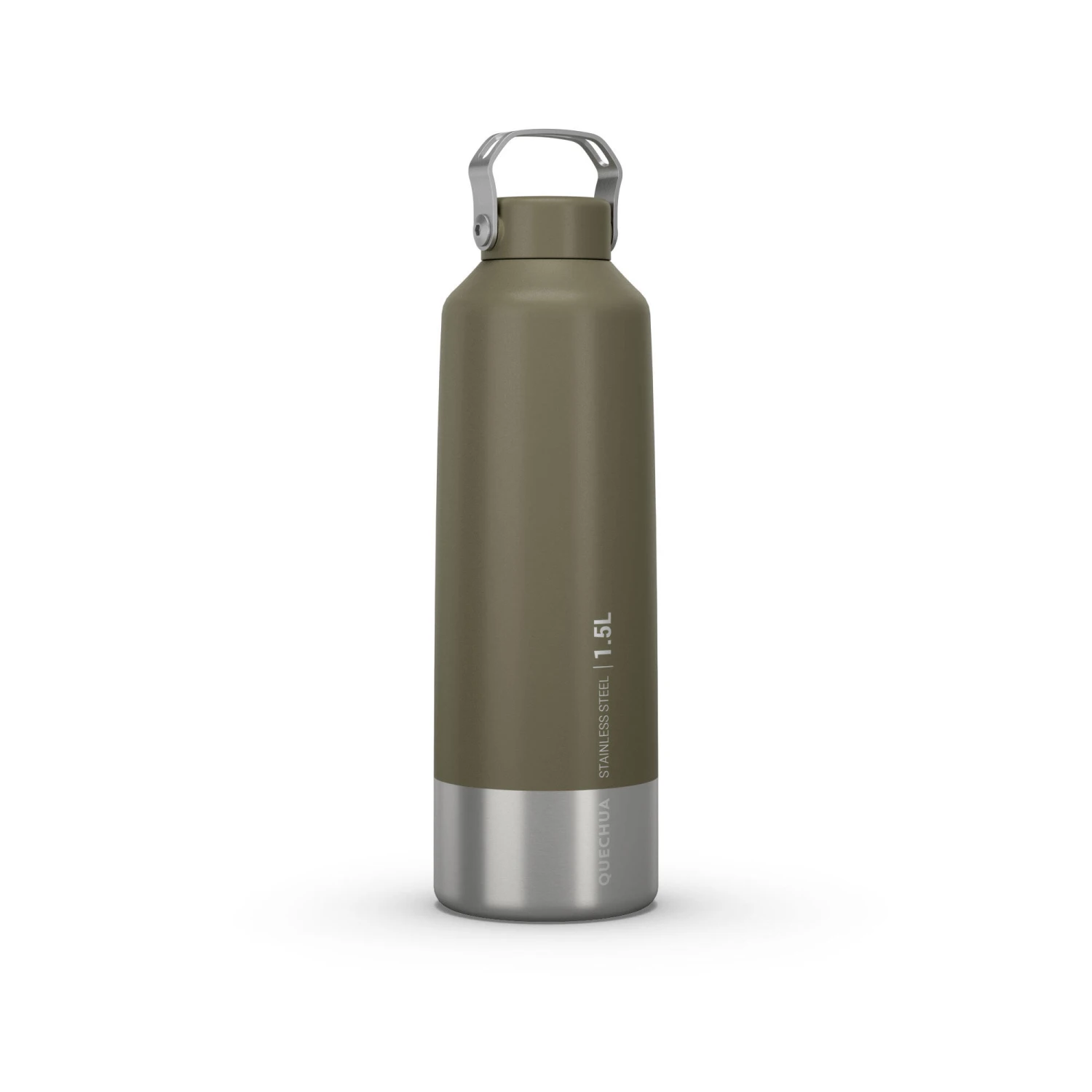 Quechua Stainless Steel Hiking Flask With Screw Cap MH100 1.5 L Khaki 3 Quechua Stainless Steel Hiking Flask With Screw Cap MH100 1.5 L Khaki